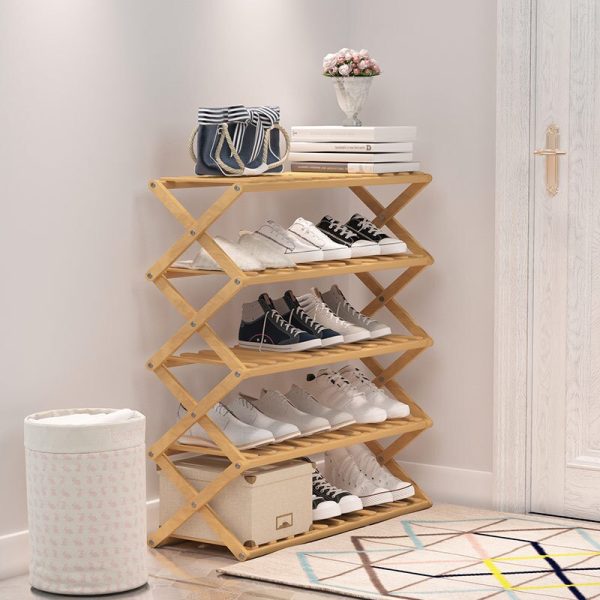 Bamboo Foldable Wooden Plant Stand Shoes Shelf Storage Rack Multi-Functional Racks Waterproof Suit For Living Room Bathroom