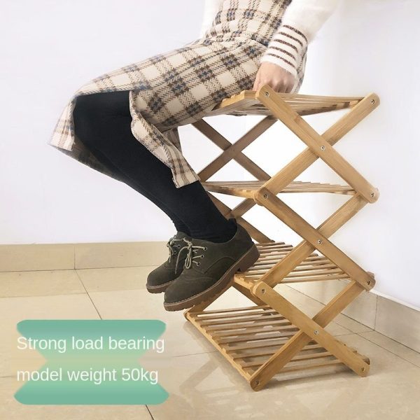 Bamboo Foldable Wooden Plant Stand Shoes Shelf Storage Rack Multi-Functional Racks Waterproof Suit For Living Room Bathroom - Image 4