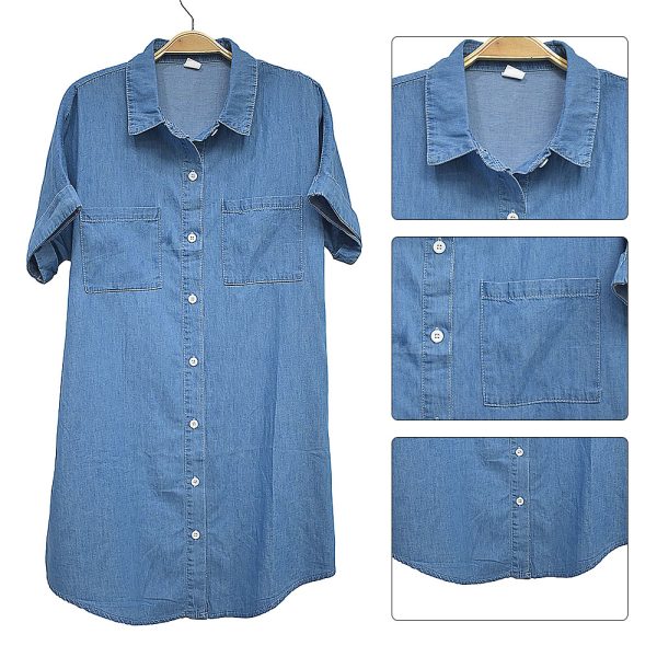 Ladies Short Sleeve Pockets Cardigan, Women Summer Loose Knee Length - Image 4