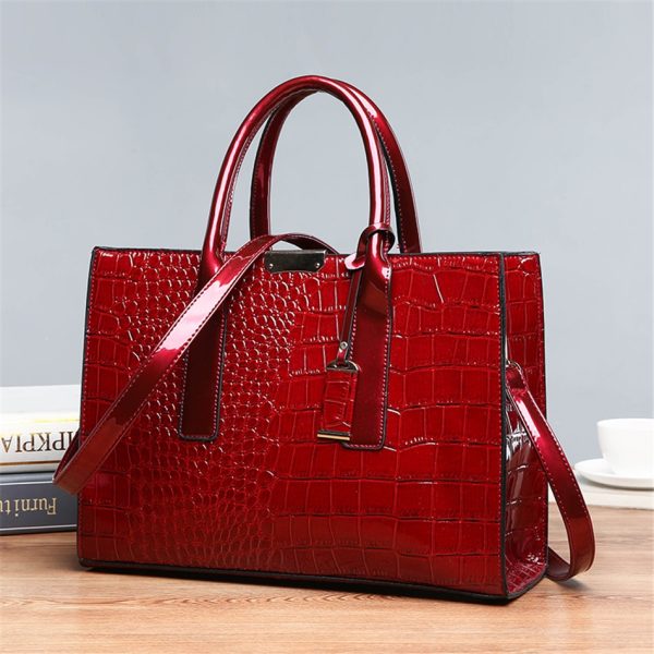 Pantent Leather Women Messenger Bags Crocodile Female Crossbody Shoulder Hand bags For Women 2022 High Quality Ladies Handbags - Image 2