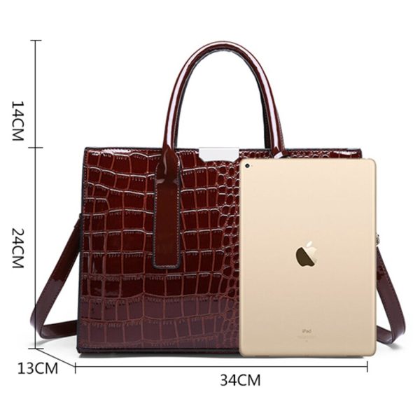 Pantent Leather Women Messenger Bags Crocodile Female Crossbody Shoulder Hand bags For Women 2022 High Quality Ladies Handbags - Image 4