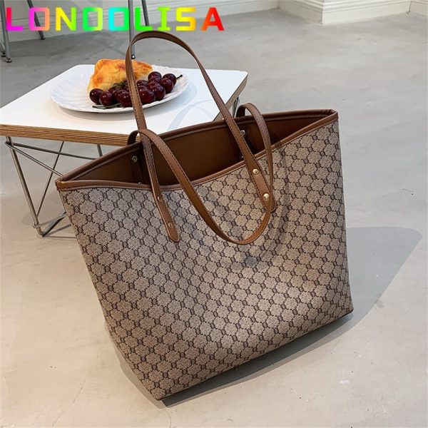 Luxury Designer 2 Pcs/set High Capacity Tote Handbag for Women 2021 Trends Brand Designer Striped Shopper Shoulder Shopping Bag